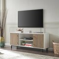 Hudson & Canal 65 in. Julian Rectangular TV Stand White & Antiqued Gray Oak TV1680